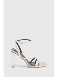 Wide Fit Textured Strappy Statement Block Heels - gold - 2