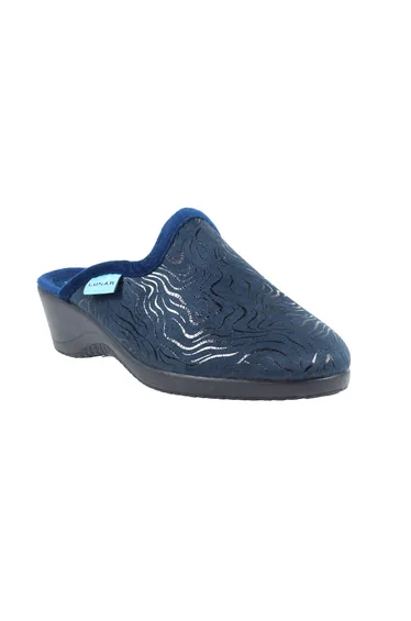 Lunar Womens/Ladies Darlene Wedge Slippers - Blue