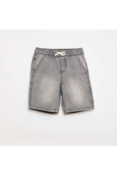Elasticated Denim Shorts GREY