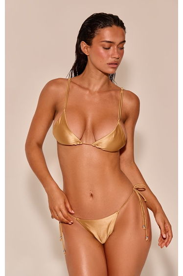 Mustard Shine Swim Triangle Bikini Top