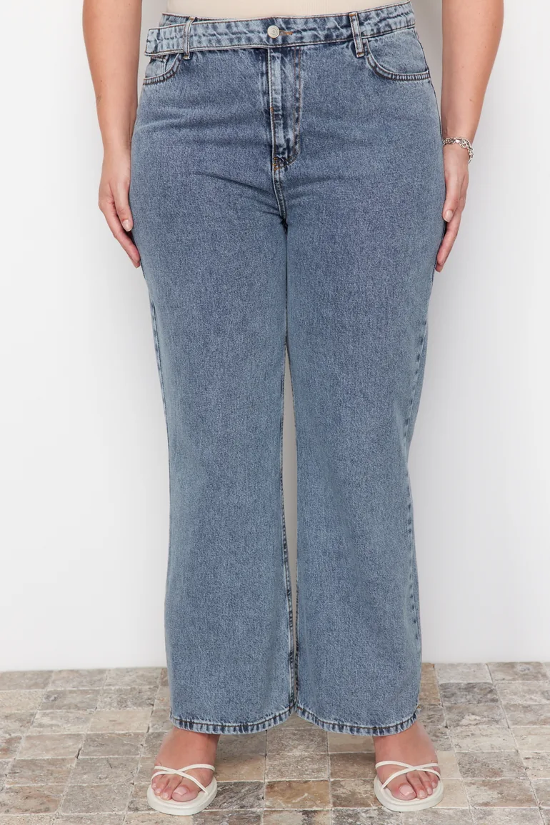Blue Normal Waist Wide Cut Jeans - 7