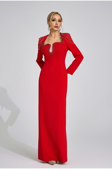 Liora Red Diamond Maxi Dress