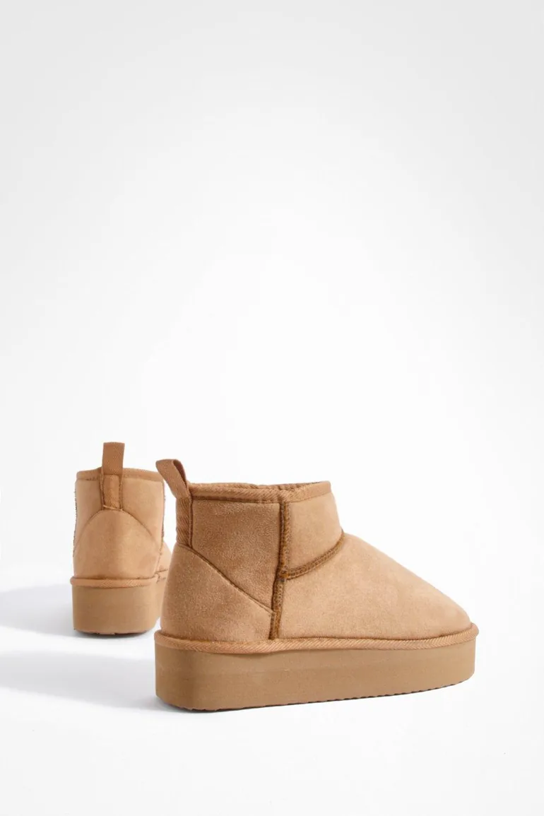 Platform Cosy Ankle Boots - chestnut - 2