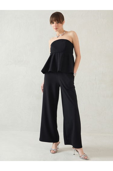 Women Bandeau Peplum Top and Trousers Co-Ords