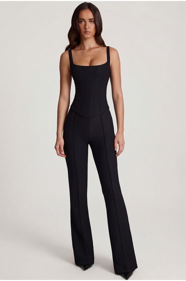 Corset Flared Jumpsuit in Black