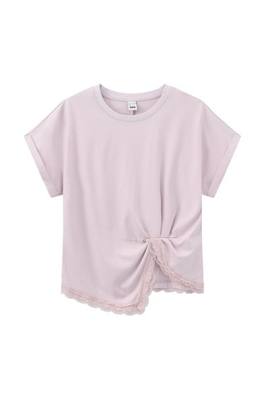 Women's Twist Detail Lace Trim Top