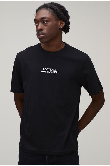 Regular Football Not Soccer Print T-Shirt - black