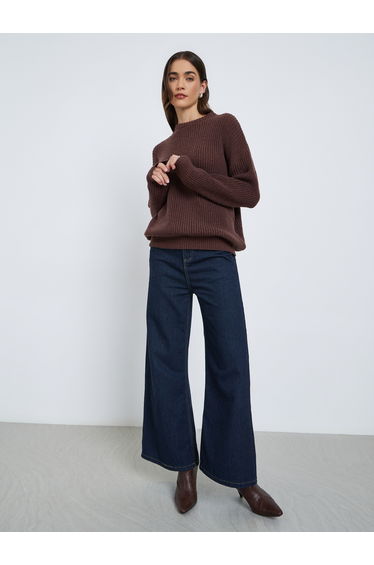 Brown Knit Oversized Sweater