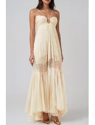 Herodias Lace Up Ruch Maxi Dress