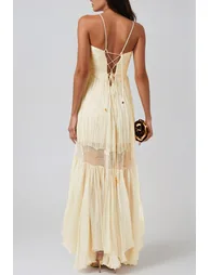 Herodias Lace Up Ruch Maxi Dress - 2