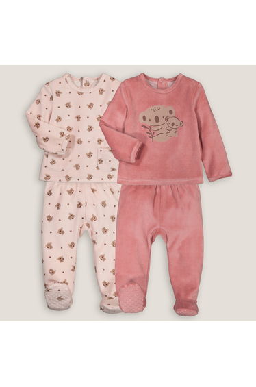 Pack of 2 Pyjamas in Velour with Koala Print