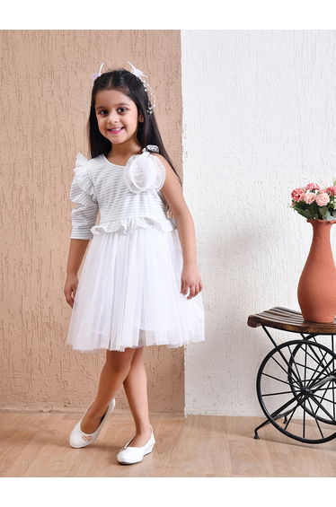 Embellished One Sleeve Knee-Length Dress