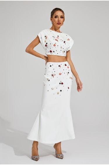 James White Diamond Shells Embellished Set