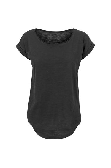 Womens/Ladies Long Slub T-Shirt - Black
