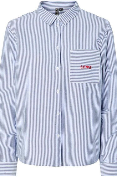 Striped Chest Inscription Shirt
