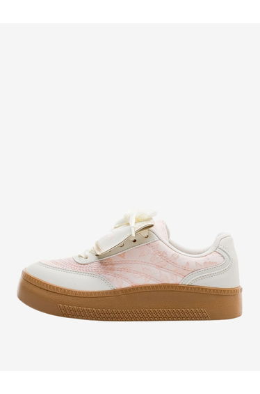 Women Floral Print Lace Up Sneakers