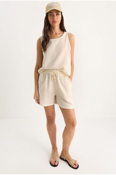 LUCCI Textured Cotton Two-Piece Coord Set with Crew Neck