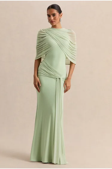 Magoria | Mint Mesh Round-Neck Cape