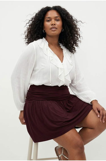Brown Sandy Mini Plus Size Skirt with Shorts Inside