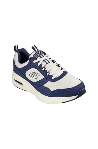 Skechers Mens Court Yatton Suede Skech-Air Trainers - Navy/Natural