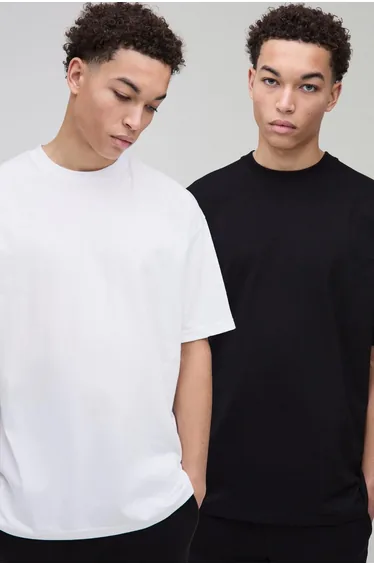 2 Pack Oversized Heavyweight Crew Neck T-Shirts - mono
