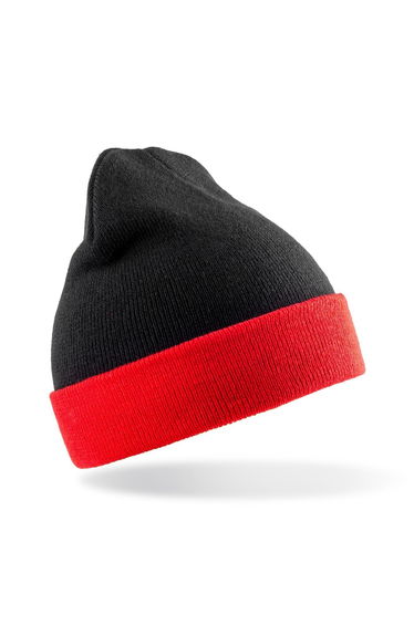 Result Genuine Recycled Black Compass Beanie - Black/Red