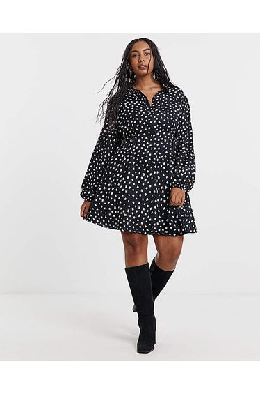 Black Print Shirt Dress