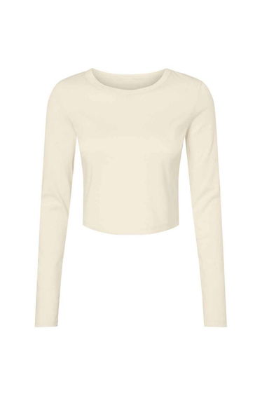 Bella + Canvas Womens/Ladies Micro-Rib Long-Sleeved T-Shirt - Solid Natural