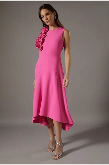 3D Corsage High Low Dress