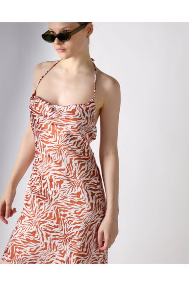 Glamorous Care Tan Zebra Print Cowl Neck Mini Dress product thumbnail 3