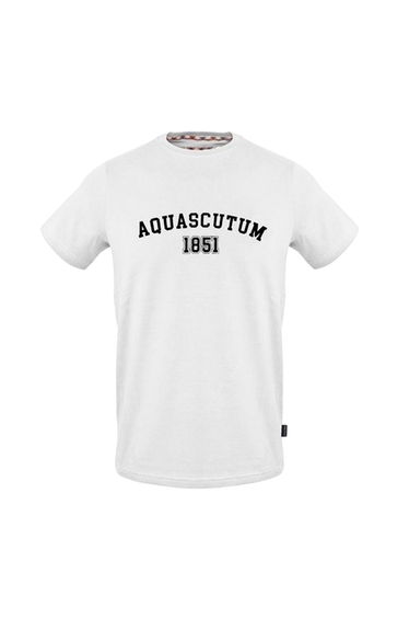 Aquascutum Mens Logo Crew Neck Regular T-Shirt - White