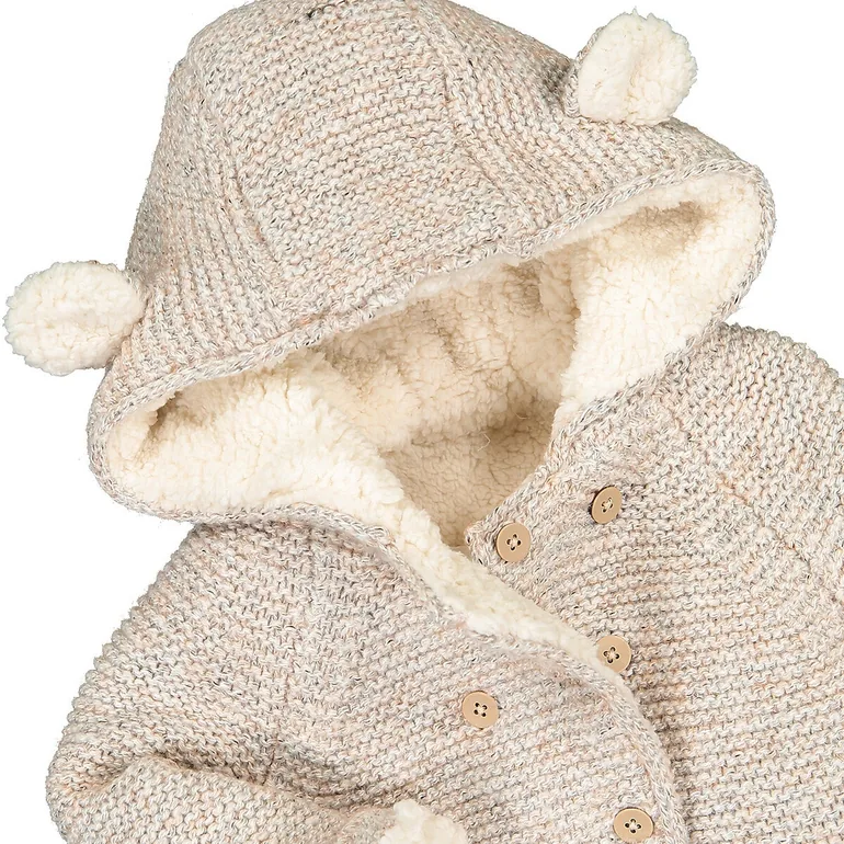 Knitted Hooded Cardigan in Cotton Mix - 3