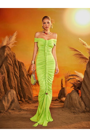 Elyviel Off Shoulder Ruched Maxi Dress
