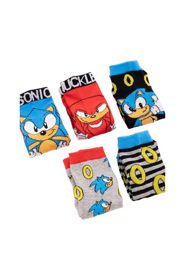 Sonic The Hedgehog Boys Socks Set (Pack of 5) - Blue/Red/Grey