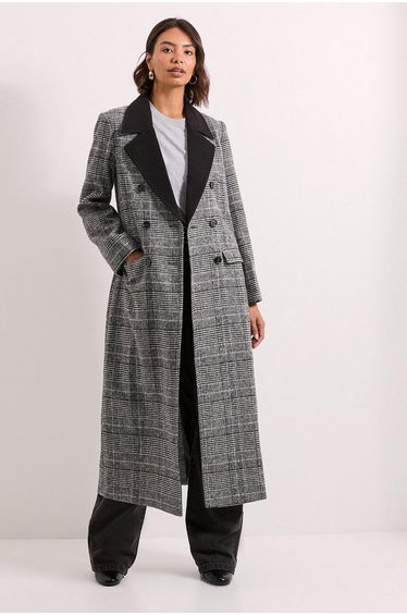 Check Contrast Coat