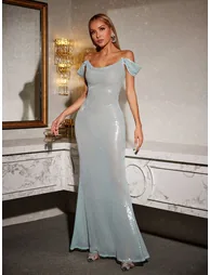 Shiori Off Shoulder Sequin Maxi Dress