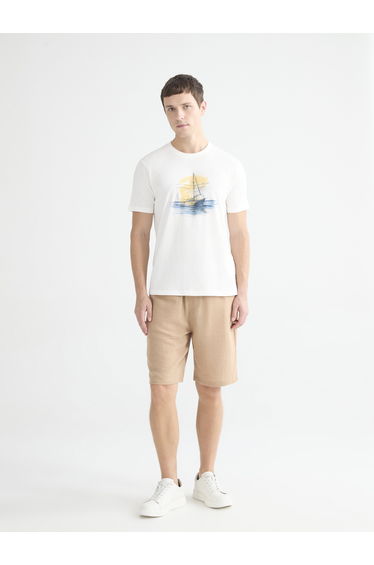 Plus Size Crew Neck Printed Cotton Men's T-Shirt