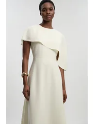 Petite Soft Tailored Cape Detail Tailored Midi Dress - 1