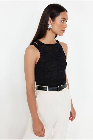 Black Knitwear Top