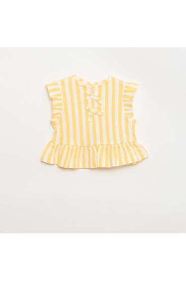 Printed T-shirt with Ruffles YELLOW