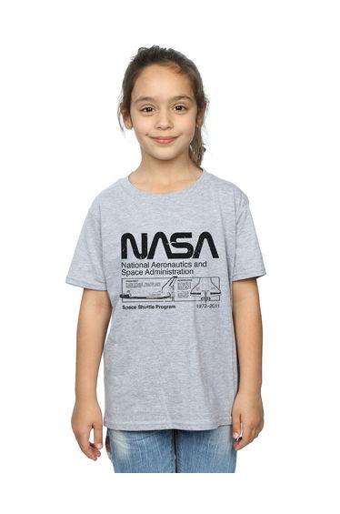 NASA Girls Classic Space Shuttle Cotton T-Shirt - Sports Grey
