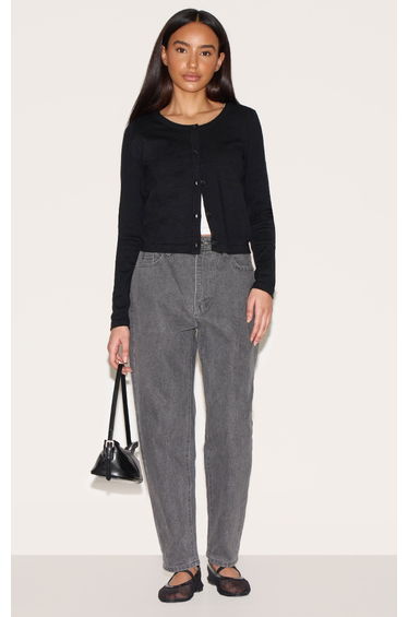 Petite Grey High Waist Mom Jeans
