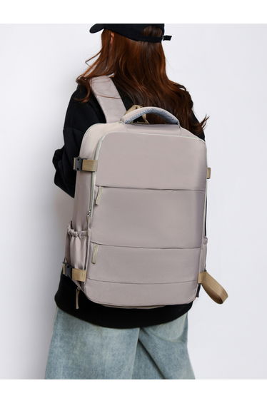 Grey Zip Closure Backpack
