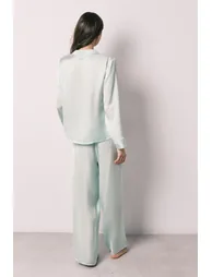 Green satin classic long pyjamas - 4