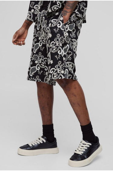 Tall Paisley Embroidered Shorts
