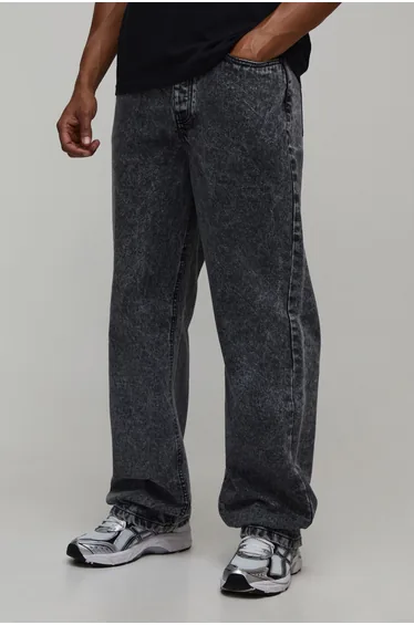 Relaxed Acid Wash Jeans - acid wash black