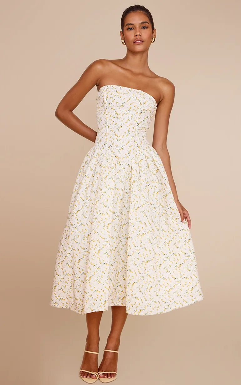 yellow floral printed dropped waist midaxi dress Yellow Floral Midaxi Dress for Effortless Summer Style