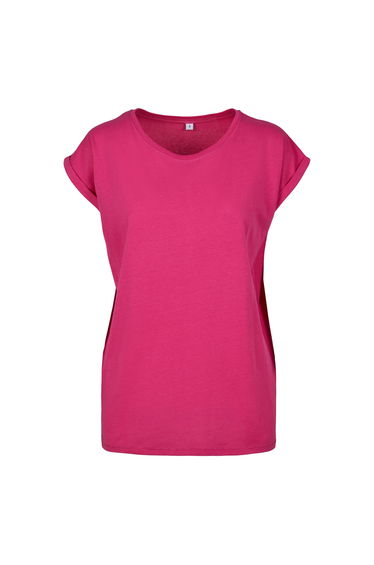 Womens/Ladies Extended Shoulder T-Shirt - Hibiscus Pink