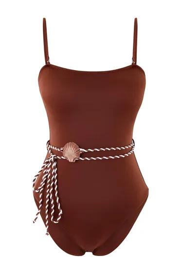 Brown*002 Plain Bralette Rashel Sleeveless Swimsuit