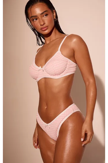 Pink Gingham Underwired Bikini Top